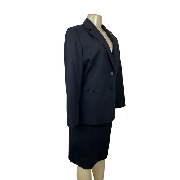 Lafayette 148 Black 2 Pcs Business Suit Set Blazer Sz 8 & Skirt Wool Blend Sz 10 - Picture 3 of 14